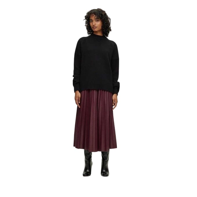 Boss Veplika midi-rok met plooien van imitatieleer voor dames (Rood)