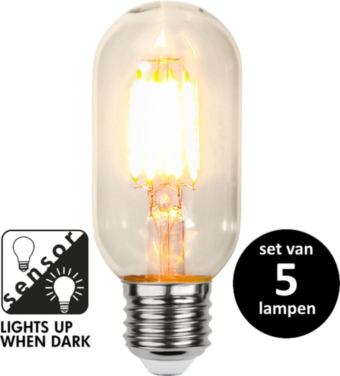 Sensor staaflamp dag/nacht - Filament 4W - set van 5