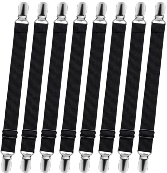 Lakenspanners Set - Elastische Banden - Bed Dicht Houden - Verstelbaar Ontwerp - 8 Stuks - Zwart