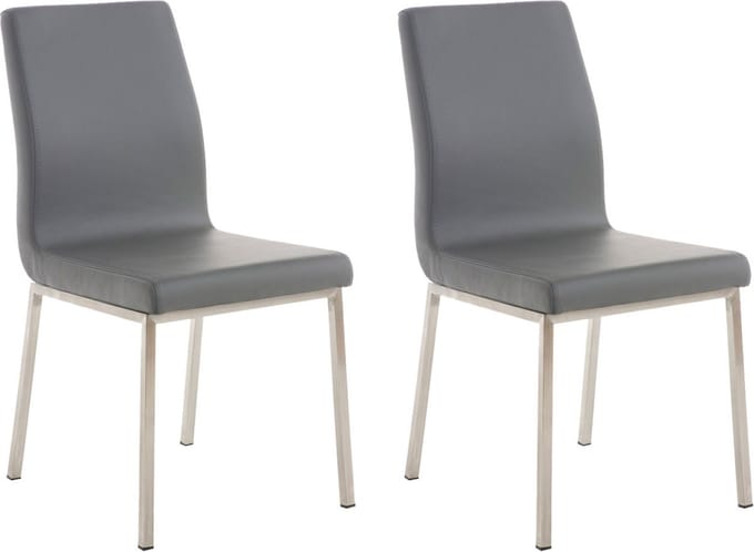 CLP Colmar Set van 2 eetkamerstoelen - RVS - Kunstlkeer - grijs
