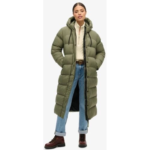 Superdry Lange Ripstop Pufferjas Green Grootte: 34