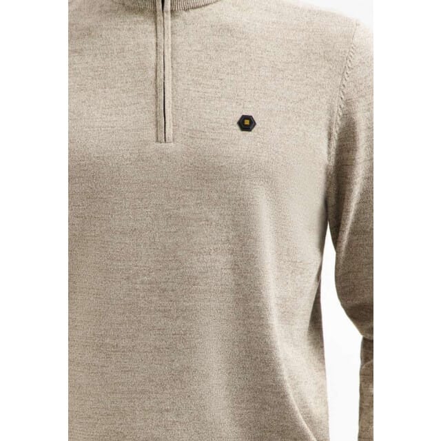 No Excess Pullover half zip 2 coloured melang sand