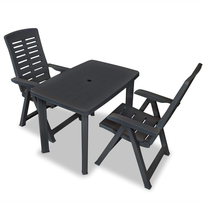 vidaXL - 3-delige - Bistroset - kunststof - antraciet