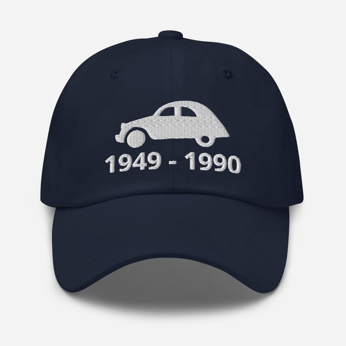 De2pktjes - Geborduurde Citroën 2cv pet met productieperiode verkrijgbaar