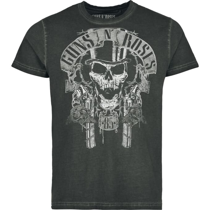 Guns N' Roses Top Hat Skull Heren T-shirt - grijs - S