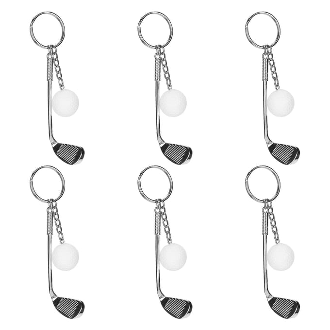 6 stuks Golfclub Bal Sleutelhanger Modieuze Legering Sleutelhanger Hanger Decoratie voor Handtas gray