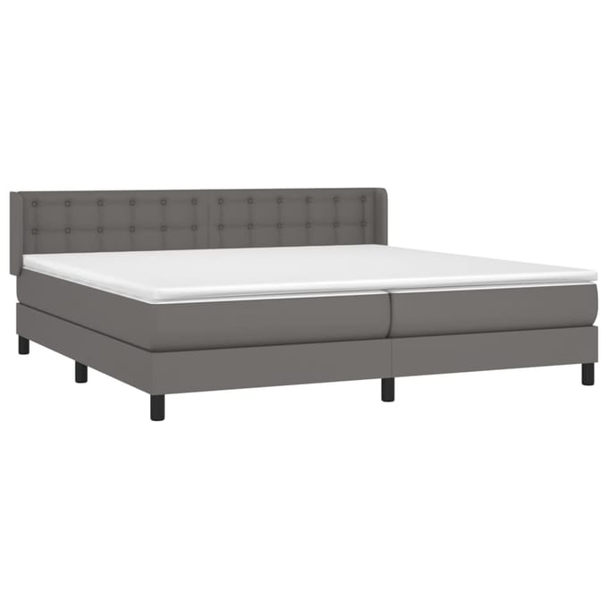 vidaXL - Boxspring - met - matras - kunstleer - grijs - 200x200 - cm