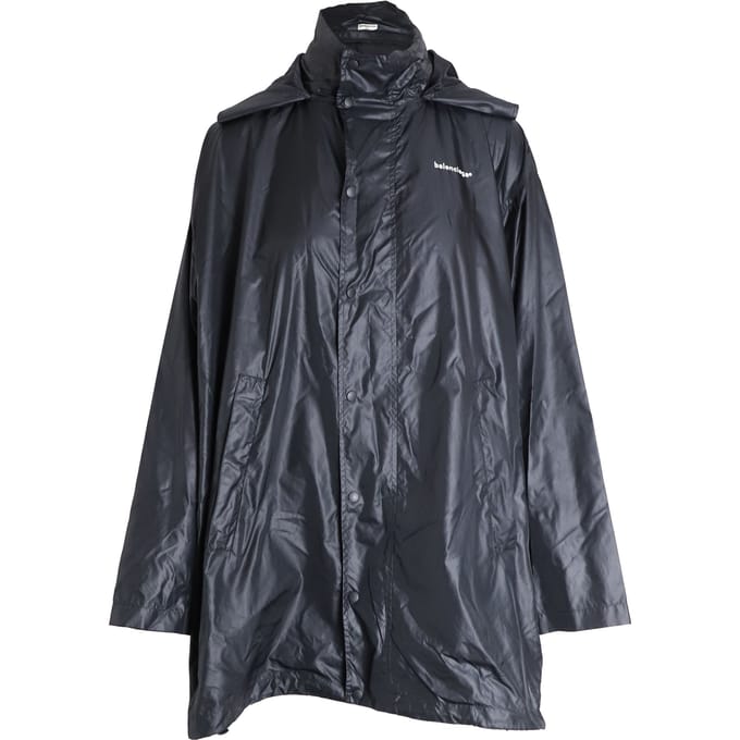 Balenciaga Lichtgewicht Gevoerde Windjack met Capuchon in Zwart Nylon