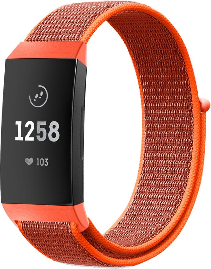 Strap-it Nylon bandje - geschikt voor Fitbit Charge 3 / Fitbit Charge 4 - oranje