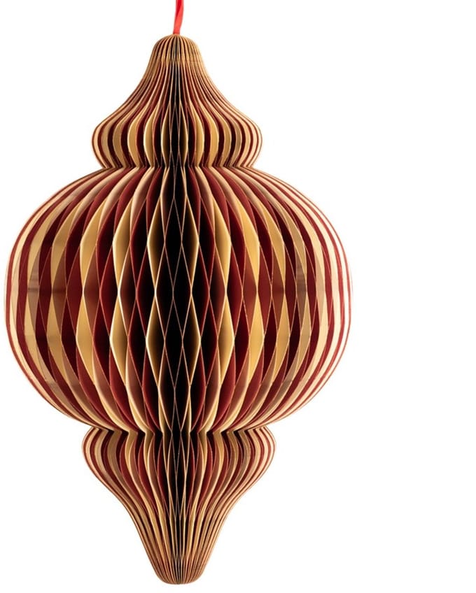 Papieren honeycomb hanger 75cm rood met wit