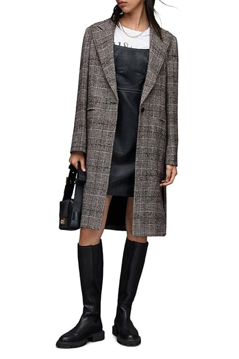 AllSaints Dustie Check Duster Black/white Größe: 34 | Einreihige Mäntel Outlet | Damen | Schwarz