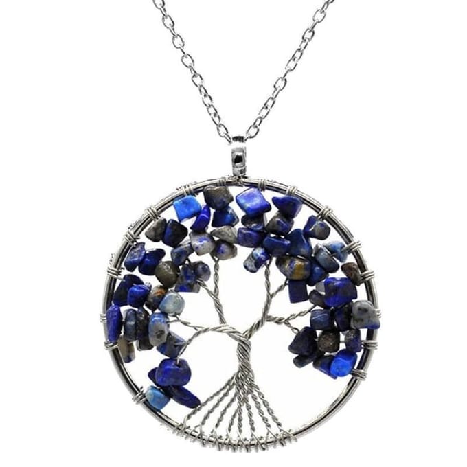 Fako Bijoux® - Ketting - Chakra Reiki - Levensboom XL - Lapis Lazuli - Blauw