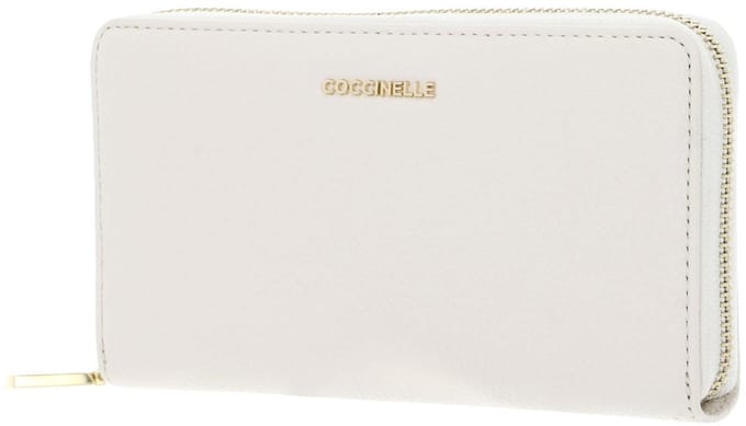 COCCINELLE Leren portemonnee Metallic Soft Wallet Grained Leather Pearl crème