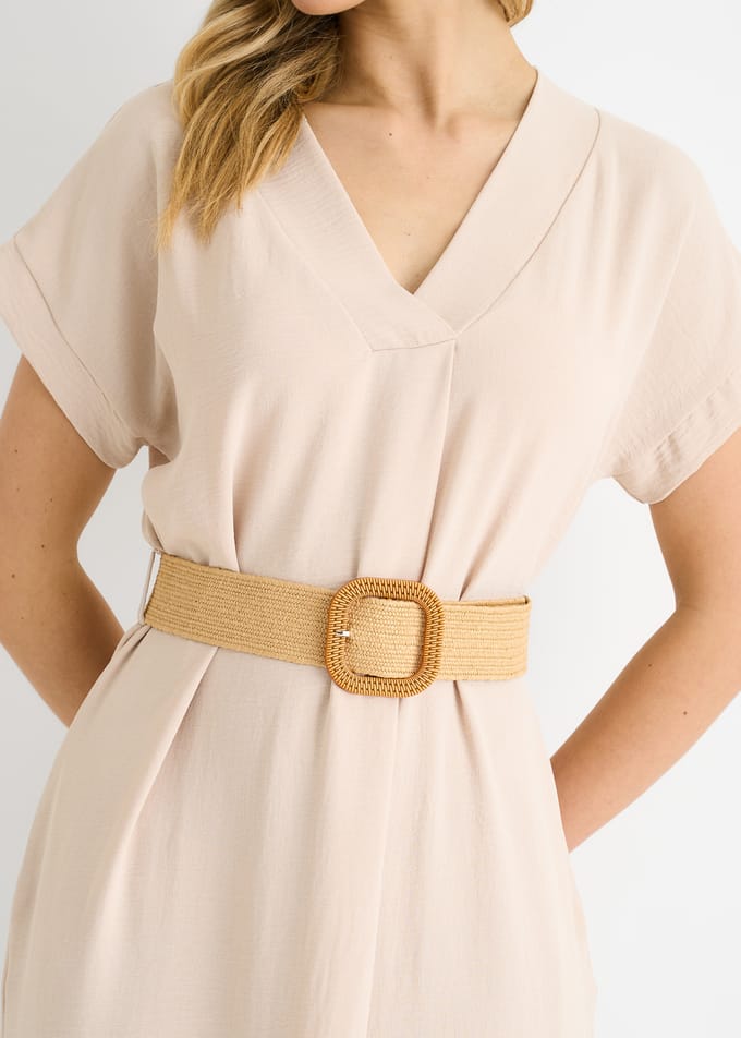 Beige Air Flow oversized jurk met ceintuur