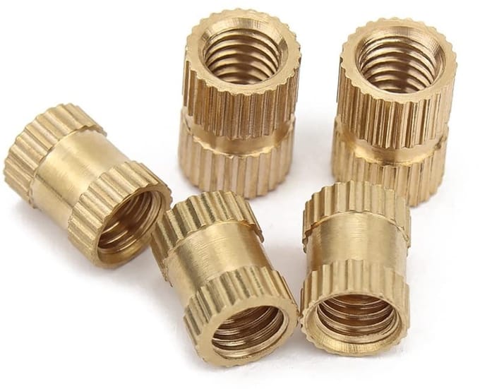 Knurled Moeren met Binnengewinde, Messing Draad Inserts, M3x5x5 mm, 60 Stuks voor Bevestiging en Montage