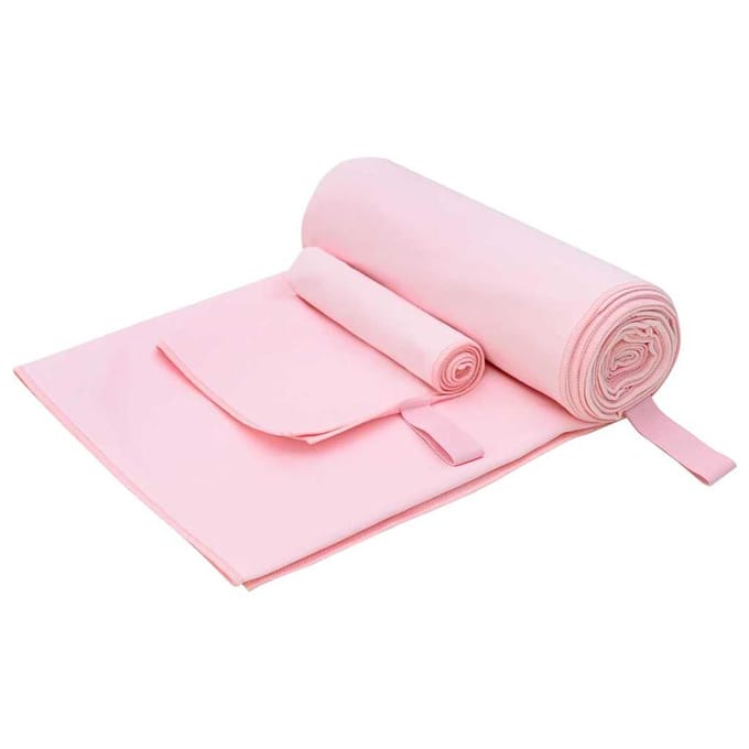 vidaXL - Sporthanddoek - Set - 2 - st - Roze - 50 - x - 30 - cm, - 200 - x - 100 - cm