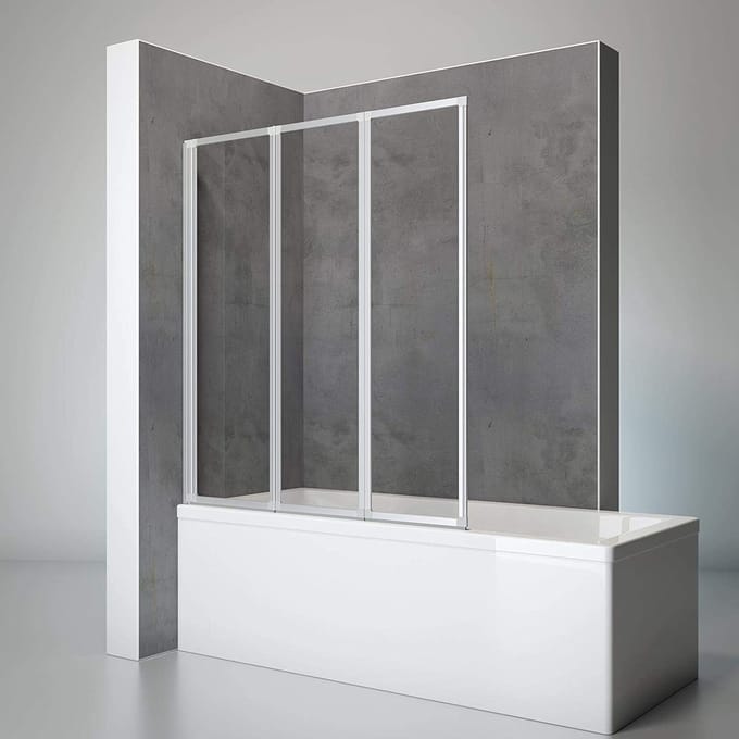 Schulte badwand - 3 delig - 127x140cm - mat aluminium - transparant veiligheidsglas