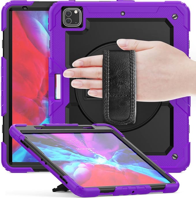 Casecentive Handstrap Pro Hardcase with handstrap iPad Pro 12.9 2022 / 2021 / 2020 / 2018 purple
