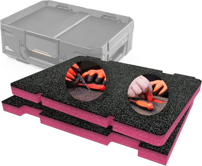 Shadow Foam inzetpakket voor StackTech gereedschapskist, 30 mm dubbele laag roze