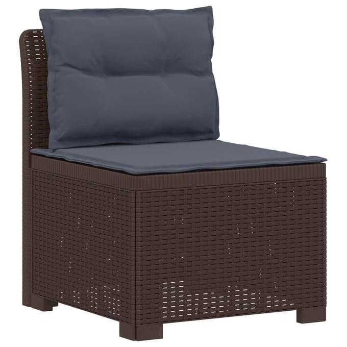vidaXL - 4-Persoons - Tuin - Sofa - met - Kussens - Rattan - Look - PP - Bruin