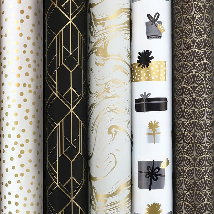 Gatsby 2 cadeaupapier - assortiment inpakpapier - 2 meter x 70 cm - 5 rollen