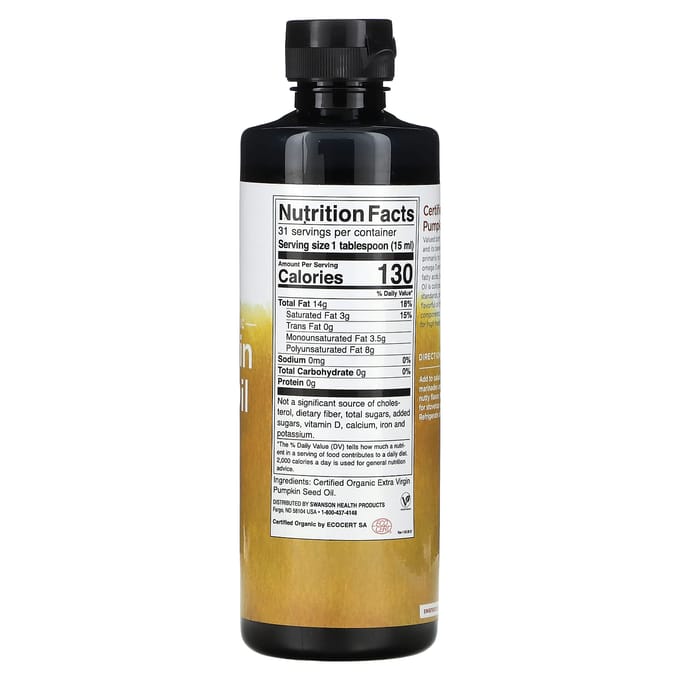 Gecertificeerde Biologische Pompoenpitolie, 473 ml (16 fl oz)