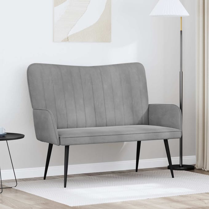 vidaXL - 2-Zits - Sofa - Lichtgrijs - 115 - x - 61 - x - 87 - cm - fluweel