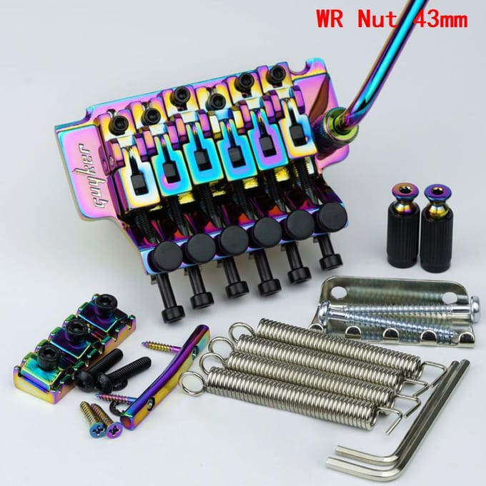 1 Ensemble Pont Tremolo 6 Cordes Guyker Système de Verrouillage Double Bloc Base en Laiton Longueur 34 Mm