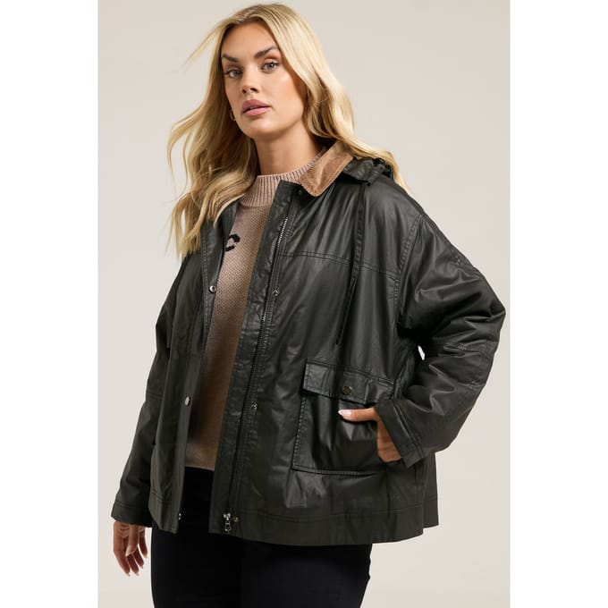 Yours Zwart Gewaxt Parka Jack Size 44