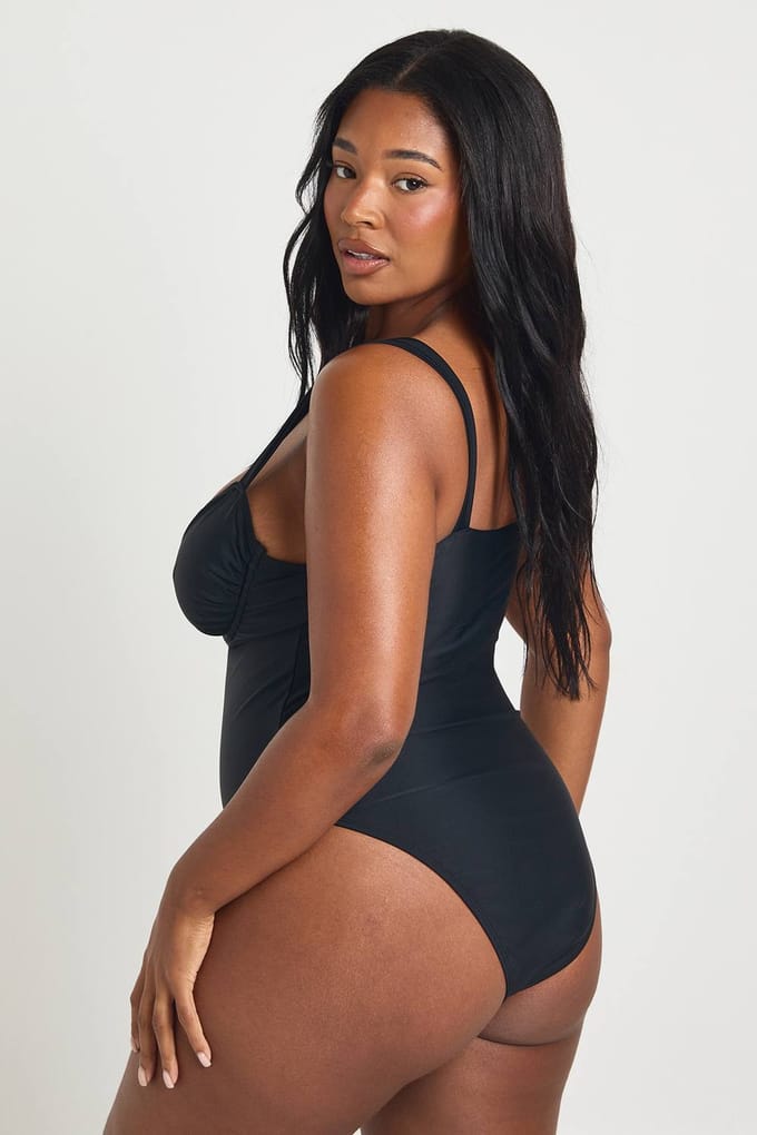 boohoo Dames Plus Balkonnet Bh Badpak | Black | Maat: 16