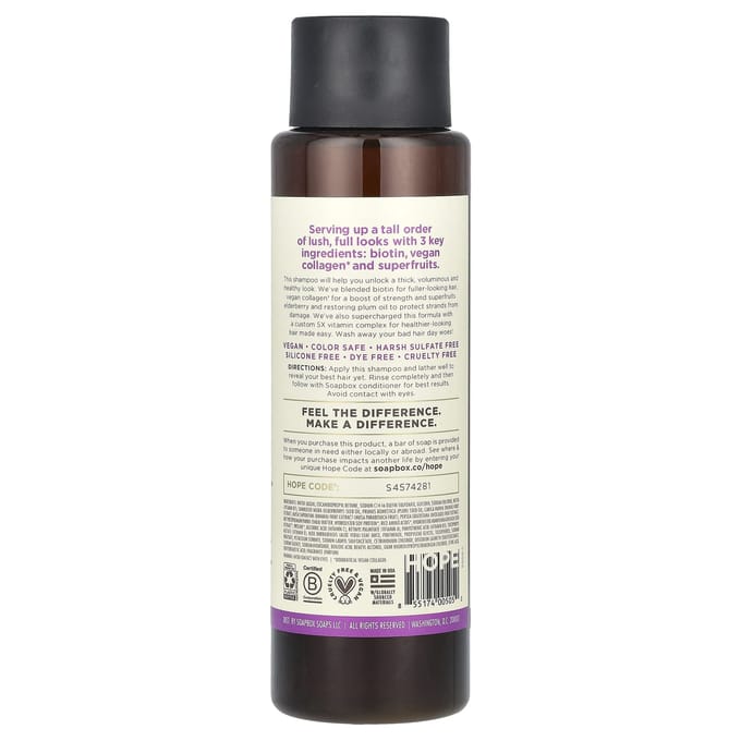 Soapbox, versterkende shampoo, biotine & superfruitmix, 16 fl oz (473 ml) white