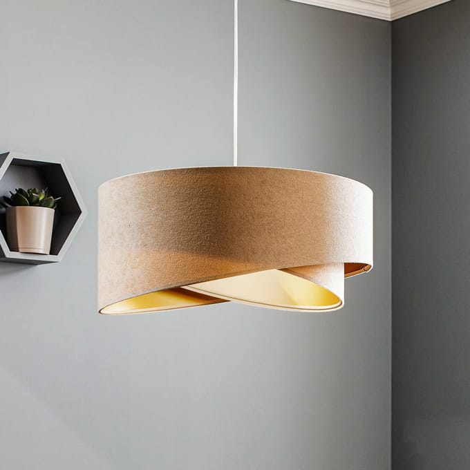 Maco Design Hanglamp Vivien, tweekleurig, crème/goud