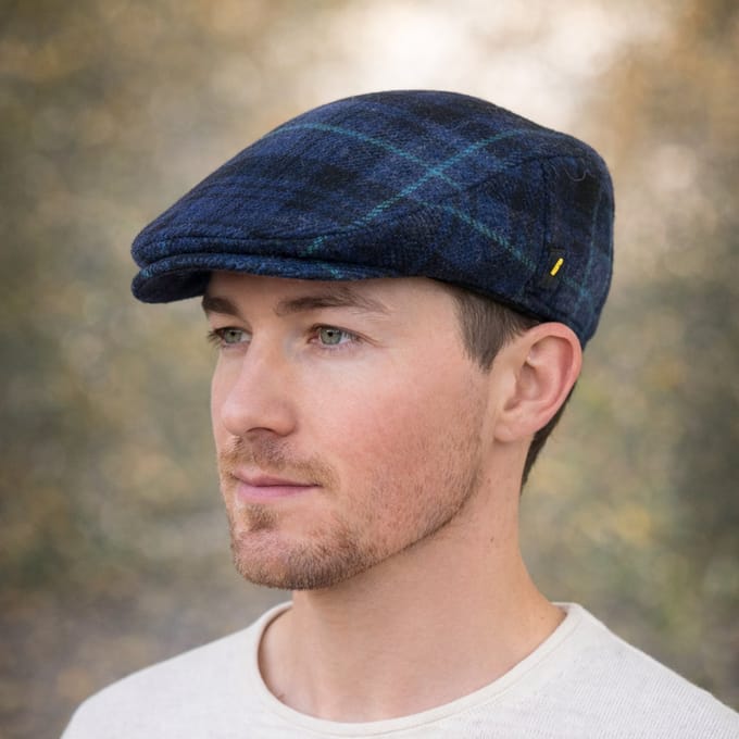 Hatman of Ireland Flat Cap Aran Sky, 100% Iers Scheerwol maat S/M (56-58cm)