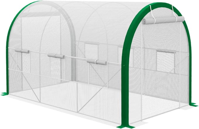 Killogood Tunnelkas - broeikas - ritssluiting deuren - gaasramen - metalen frame - 3.5 x 2 x 2m - wit