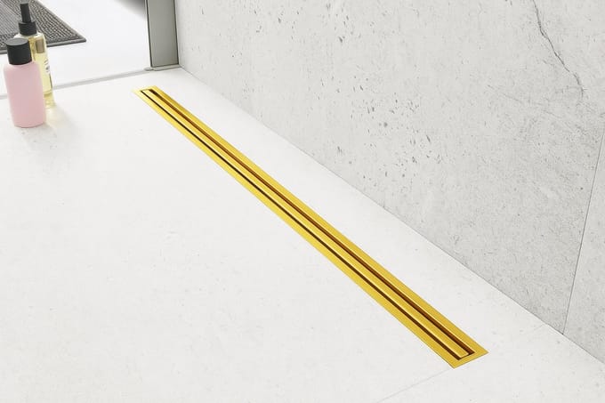 Douchegoot 60cm RVS geborsteld goud