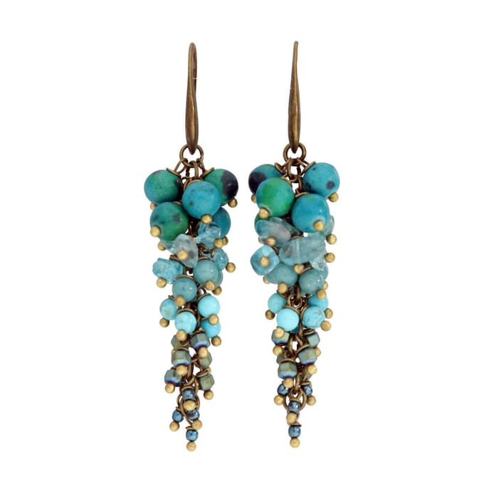 Bela Donaco - Oorbellen Wrap Wire – Chrysocolla – Apatiet – Turquoise – Hematiet gecoat – Brons