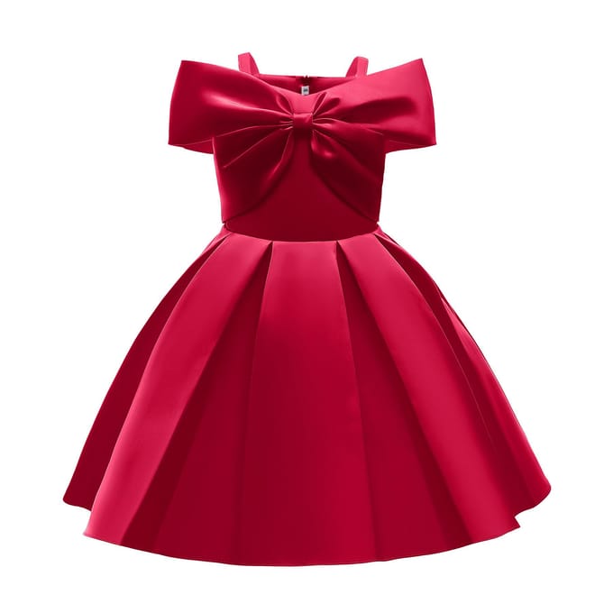 Nieuwe kinderprinsesjurk Effen kleur Off-shoulder kinderjurk 140cm wit