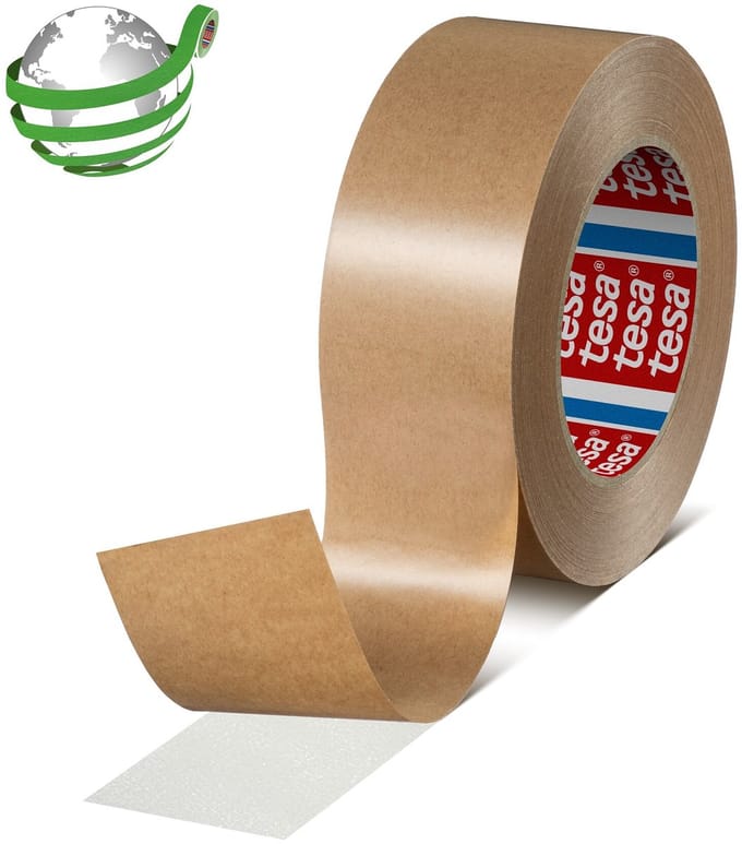 tesa® thick white double-sided self-adhesive tape PVC-film backing, acrylic adhesive.
