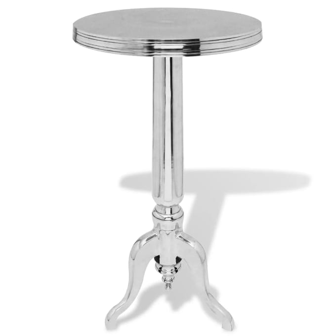 vidaXL - Bijzettafel - rond - aluminium - zilver