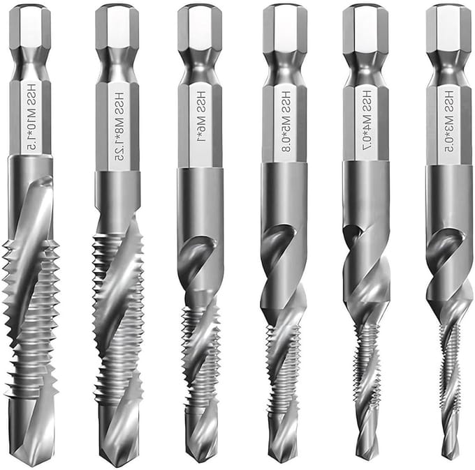 Combi boor tapset - Metaal boren - Schroefdraad maken - Boren en tappen - 6 stuks - Metaal