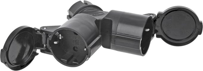 ProPlus Schuko stekker - duo splitter - 230V - zwart - IP44