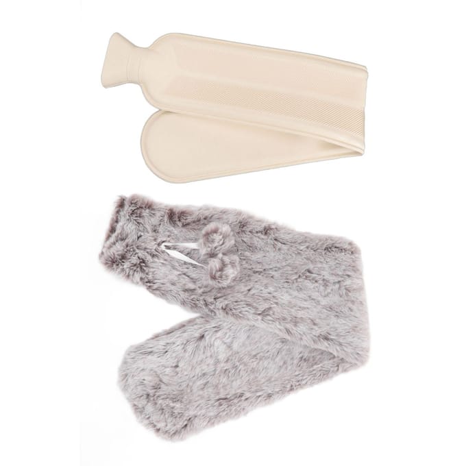 2000ML Hand Warm Waterzak Explosieveilig Rubber Pluche Warmwaterkruik voor Winter gray