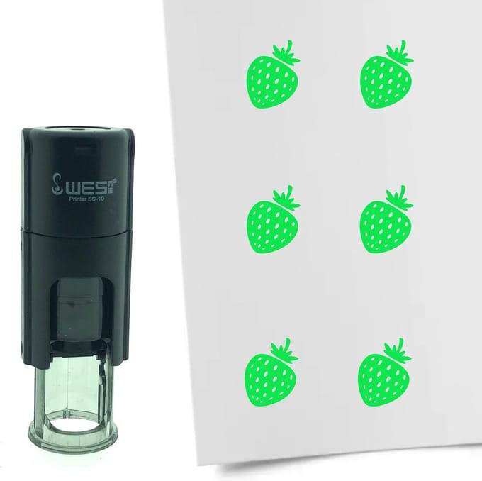 CombiCraft Stempel Aardbei 10mm rond - Groene inkt
