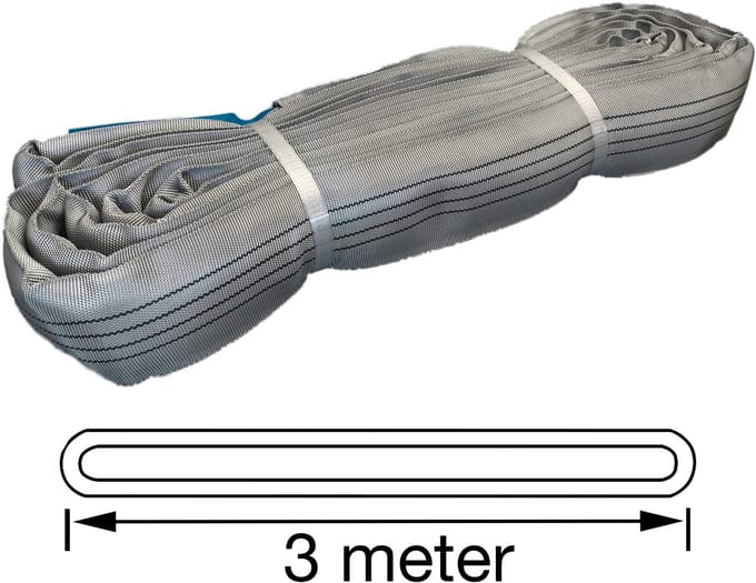 TETRA Tools - RS-4T3M - Polyester rondstrop - Werklast 4 ton - Lengte 3M - Ronde Hijsband - Grijs