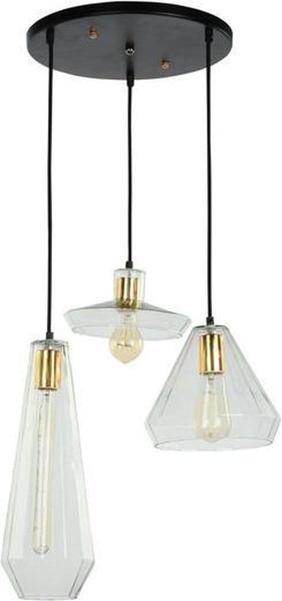 Muse Vintage Design - Hanglamp - 3 Lichts - Ø 10 cm - Glas Naturel