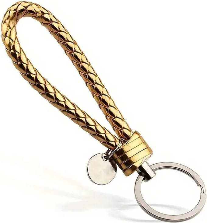 Luxe Sleutelhanger PU leer I Sleutelhouder I Geweven Sleutelhanger I Universeel I Goud