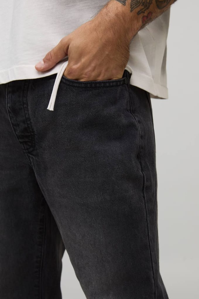 Slim Fit Uitlopende Gewassen Jeans | Washed Black | Size 36R