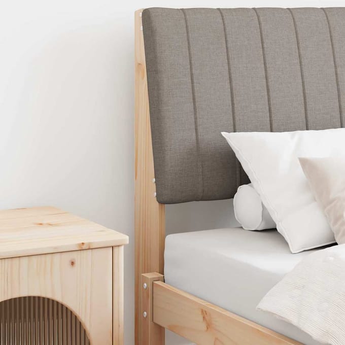 vidaXL Gestoffeerd hoofdbord Taupe 75 cm Massief grenenhout