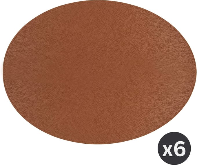 ZICZAC - Placemat TRUDO - SET/6 - lederlook - 33x45 cm - Ovaal, karamel