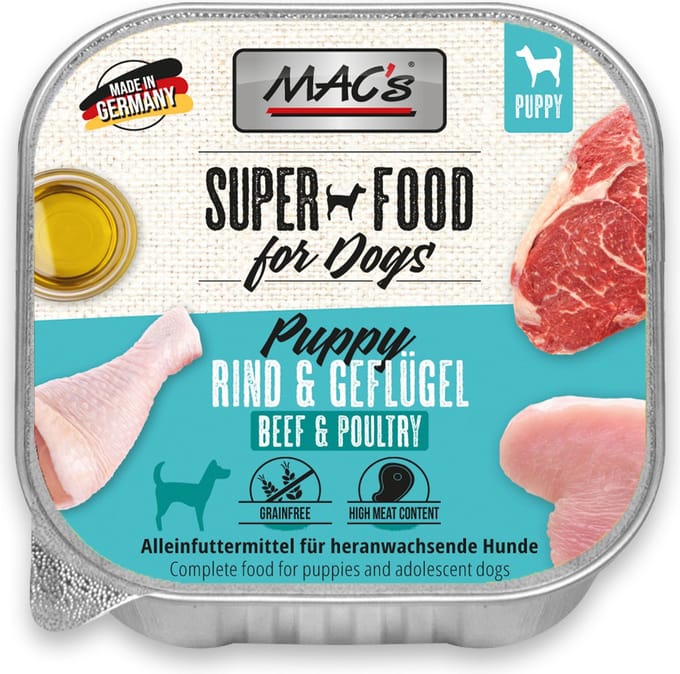 MAC's puppyvoer rund & gevogelte 98,6% vers vlees 10 x 150g